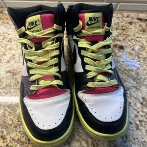 Nike Mens Court Force Sneakers - Black, White, Pink, Yellow Originals EUC